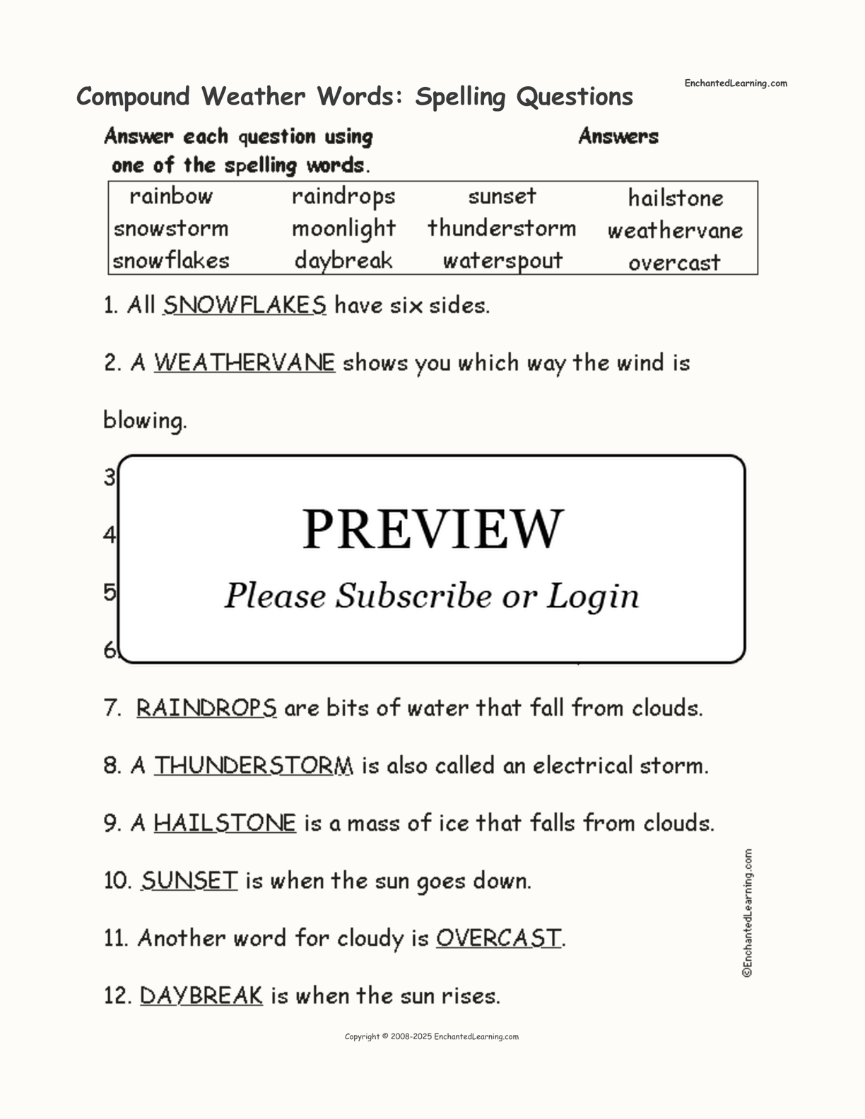 Compound Weather Words: Spelling Questions interactive worksheet page 2