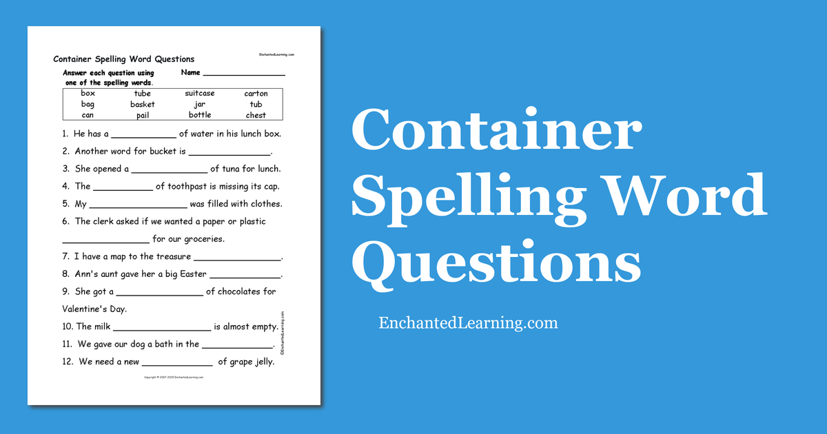 Container Spelling Word Questions Enchanted Learning