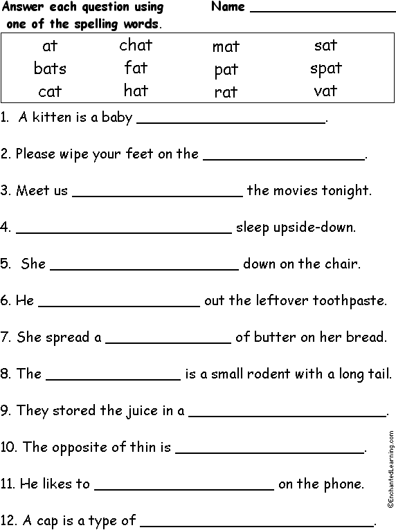 AT: Spelling Word Questions