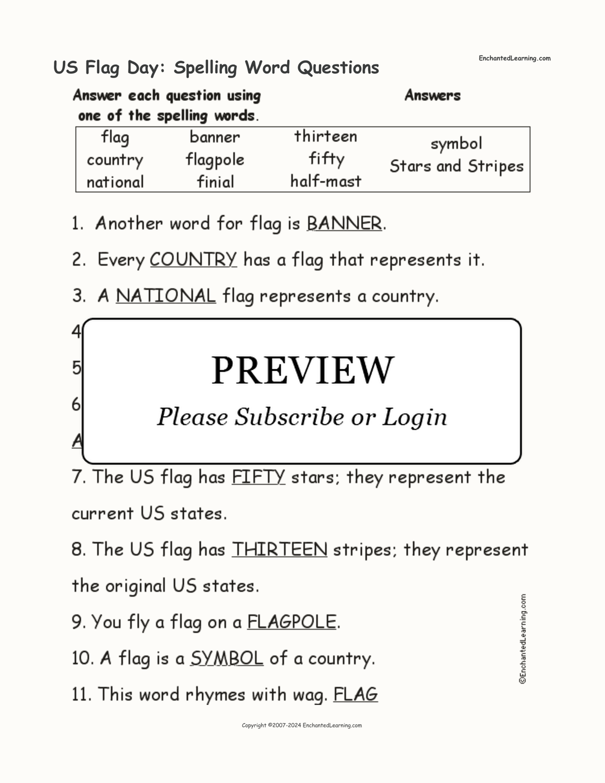 US Flag Day: Spelling Word Questions interactive worksheet page 2