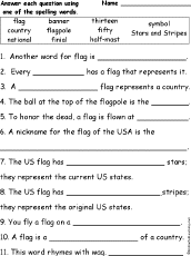 us flag day spelling word questions enchantedlearning com