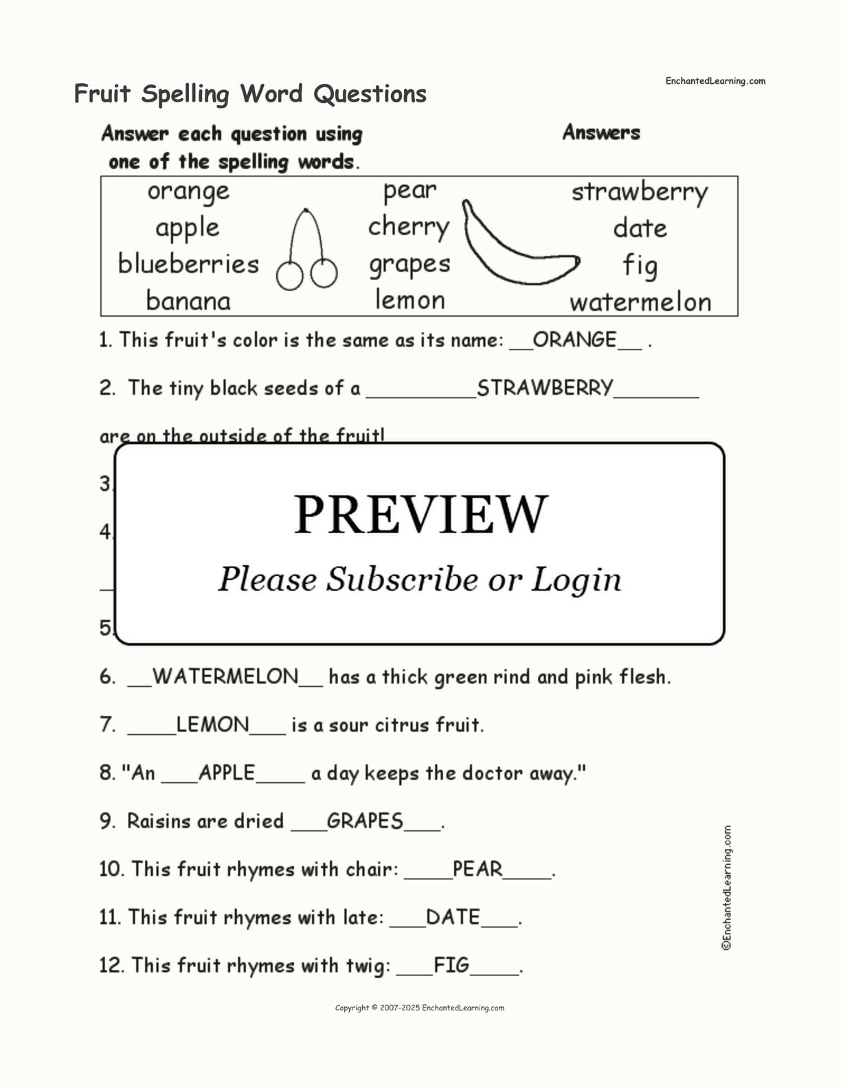 Fruit Spelling Word Questions interactive worksheet page 2