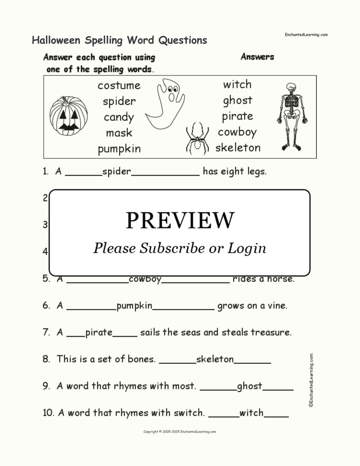 Halloween Spelling Word Questions interactive worksheet page 2