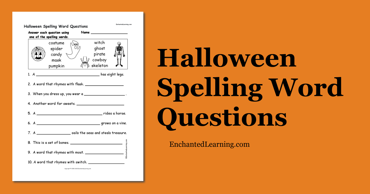Halloween Spelling Word Questions Enchanted Learning