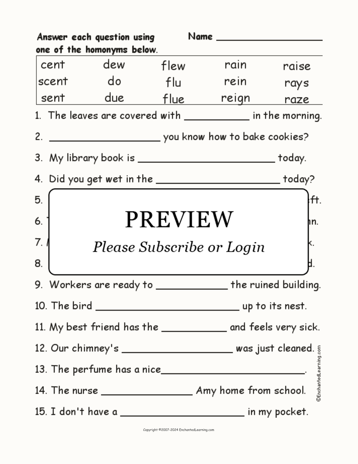 Homonyms Spelling Word Questions #2 interactive worksheet page 1