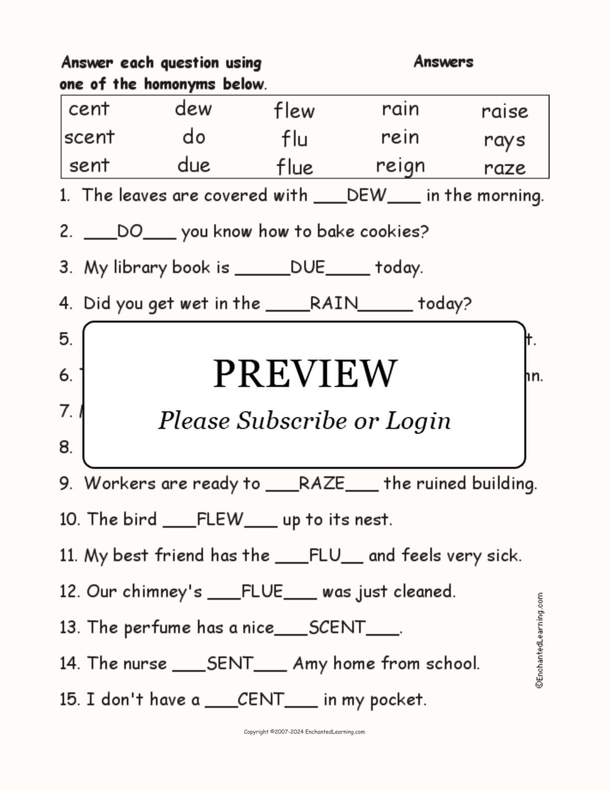 Homonyms Spelling Word Questions #2 interactive worksheet page 2