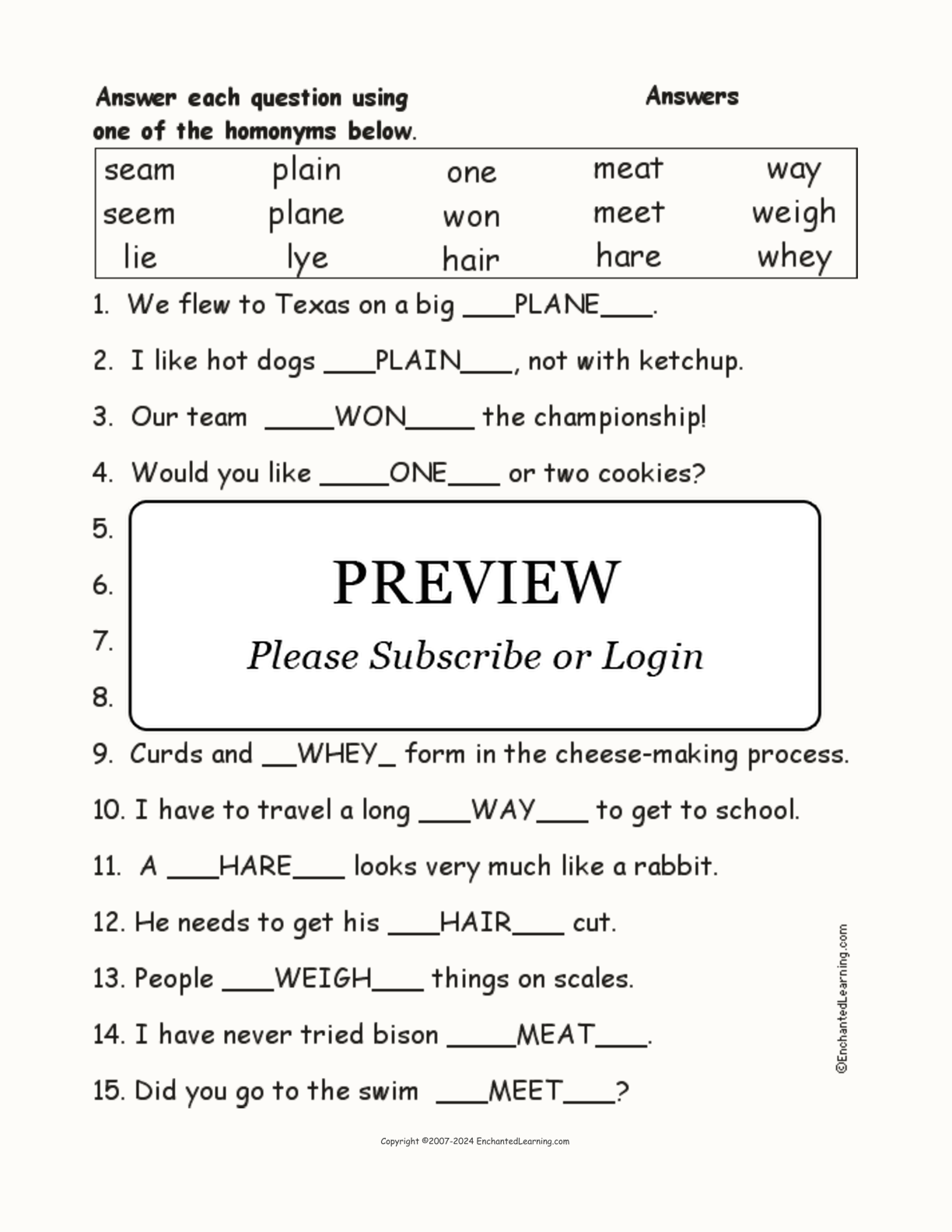 Homonyms Spelling Word Questions #6 interactive worksheet page 2