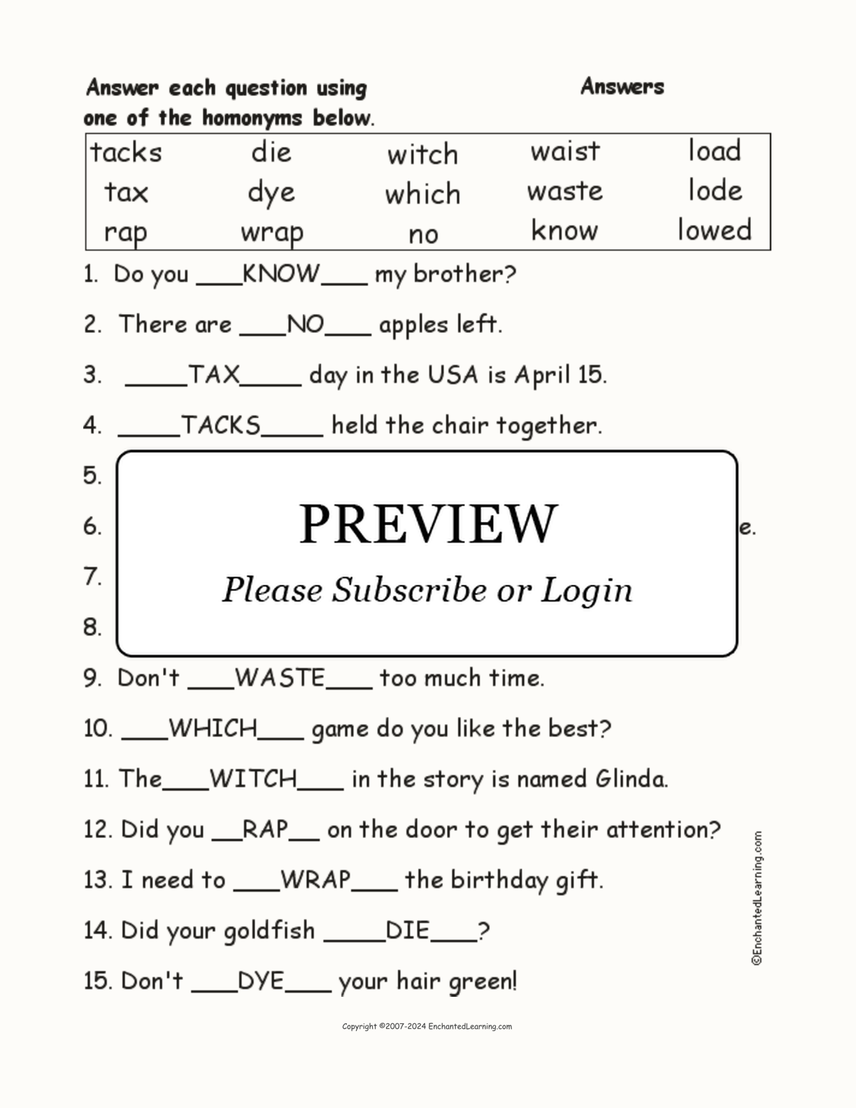 Homonyms Spelling Word Questions #8 interactive worksheet page 2