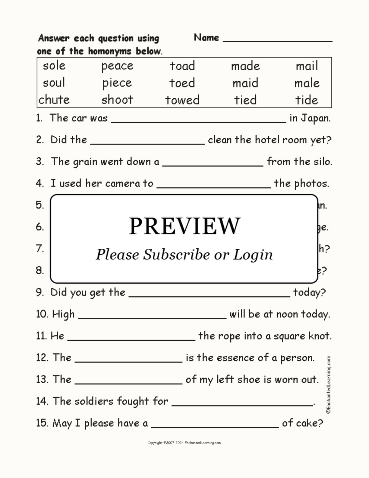 Homonyms Spelling Word Questions #9 interactive worksheet page 1