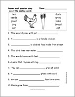 Search result: 'The Little Red Hen: Spelling Word Questions'