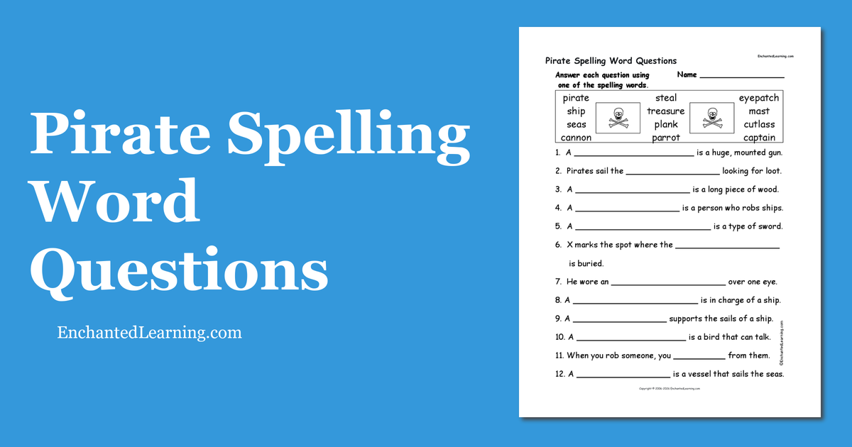 Pirate Spelling Word Questions - Enchanted Learning