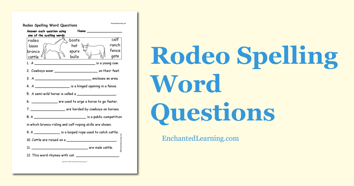 Rodeo Spelling Word Questions Enchanted Learning