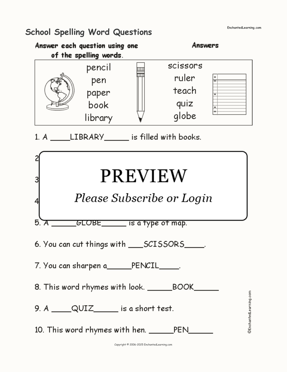 School Spelling Word Questions interactive worksheet page 2