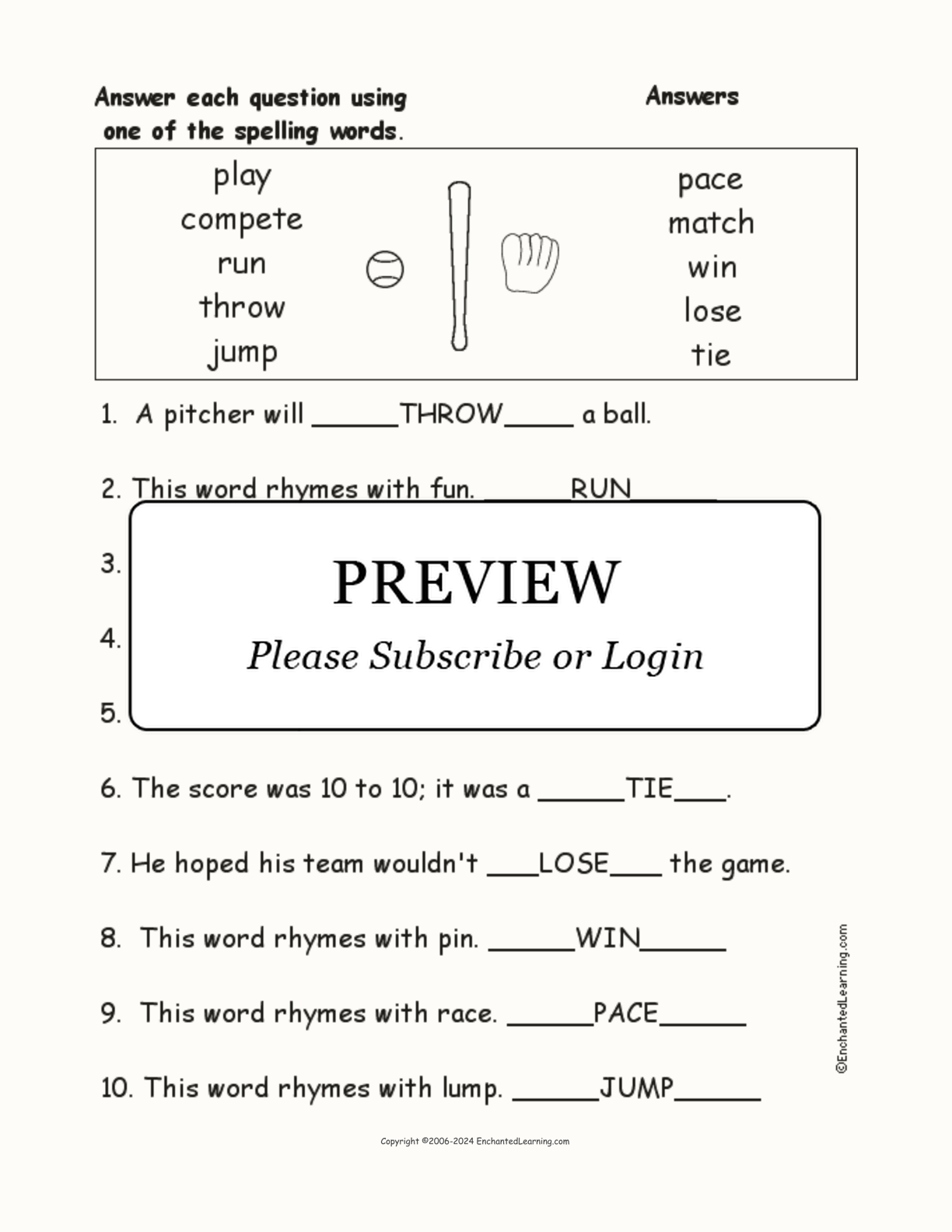 Sports Spelling Word Questions interactive worksheet page 2