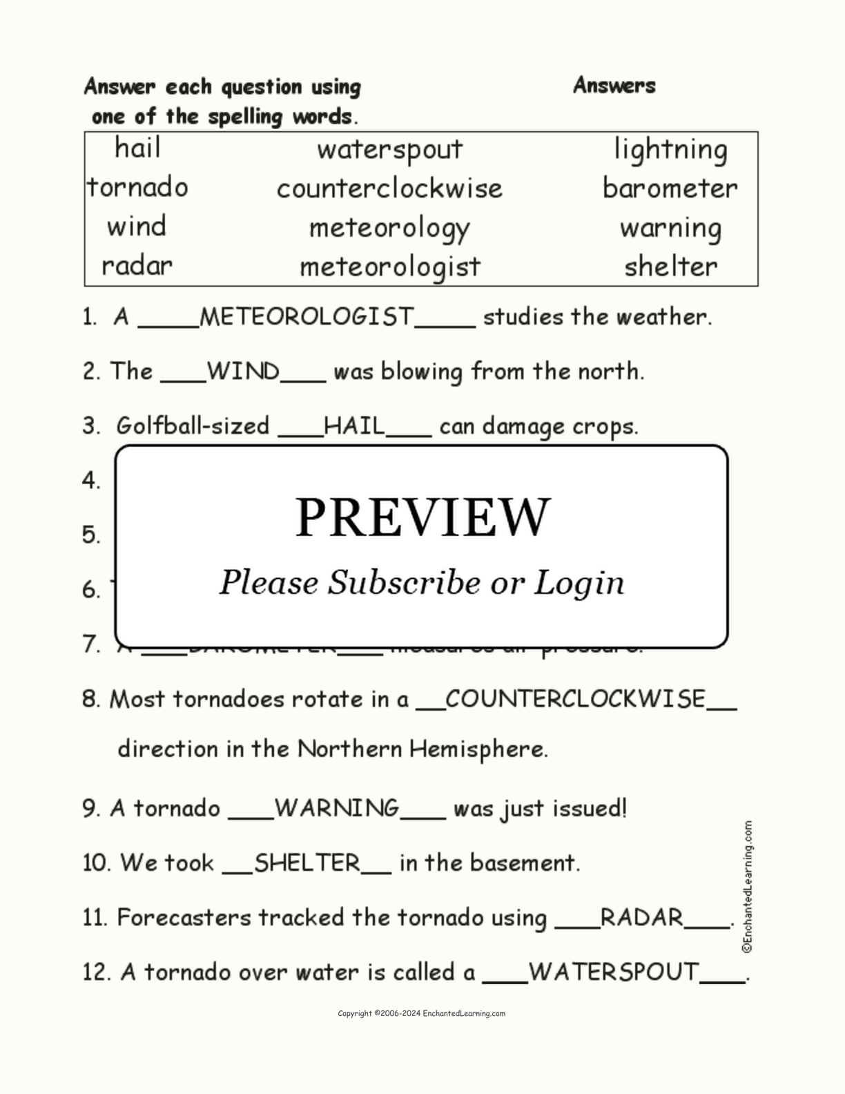 Tornado Spelling Word Questions interactive worksheet page 2