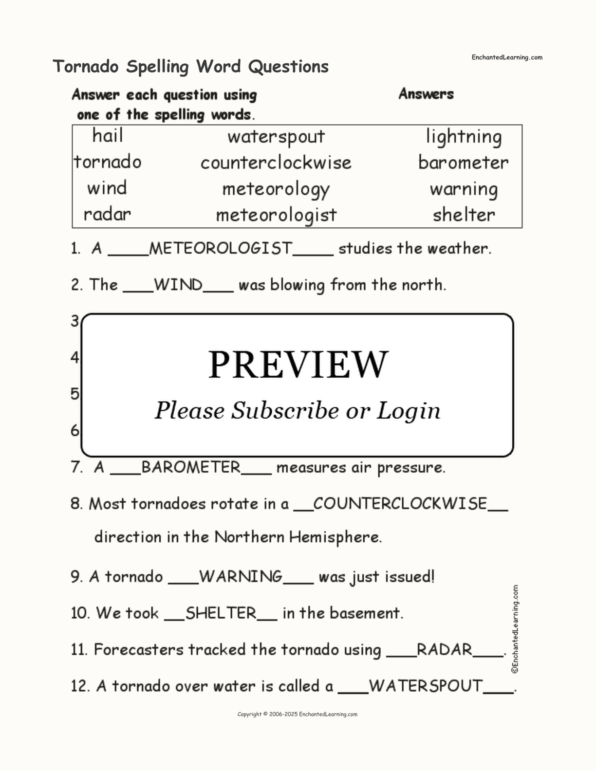 Tornado Spelling Word Questions interactive worksheet page 2