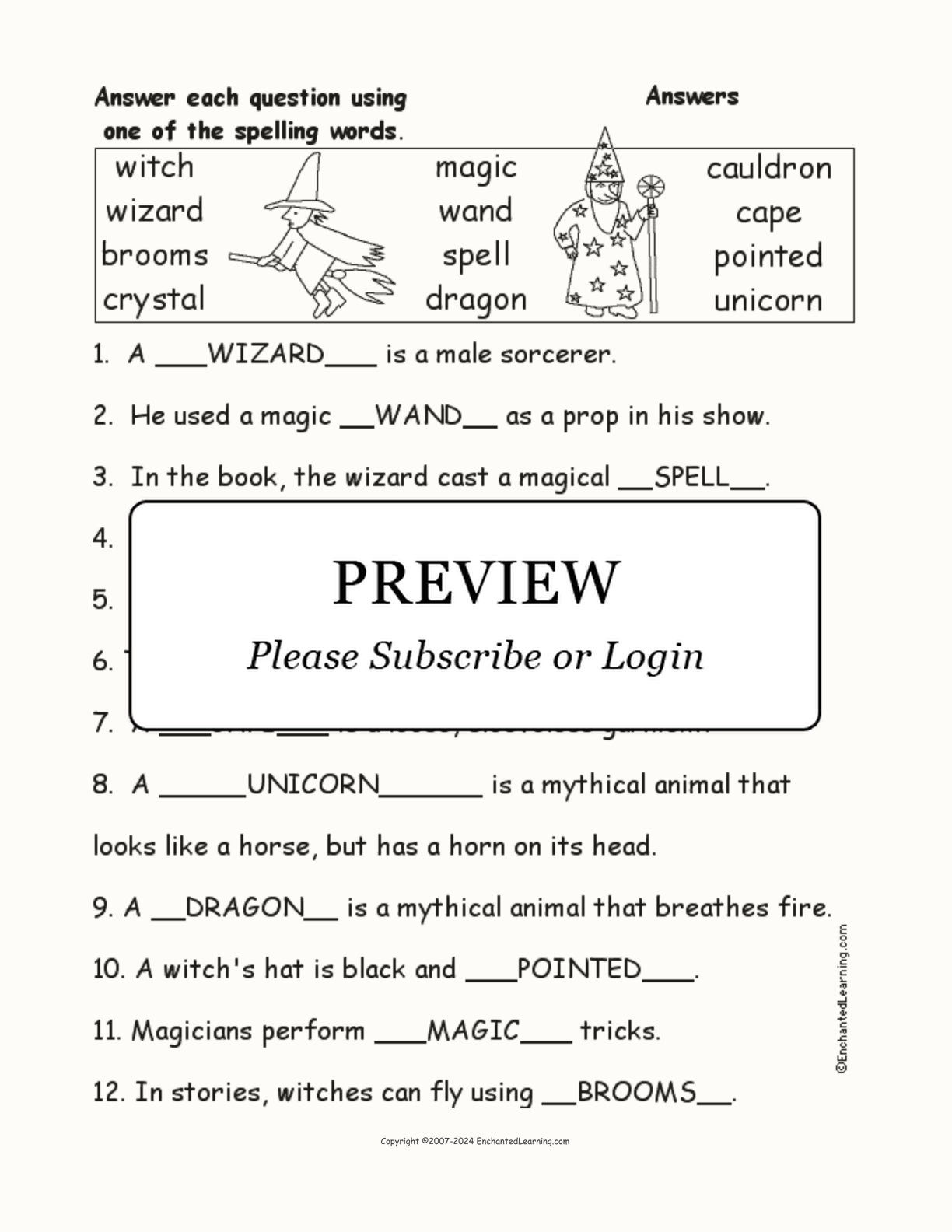 Witch Spelling Word Questions interactive worksheet page 2