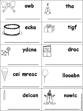 Unscramble Birthday Words