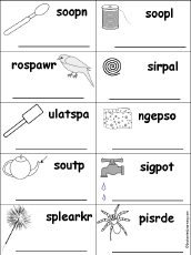 Search result: 'Unscramble Words Starting With Consonant Blends and Digraphs: Sp'