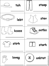 Unscramble clothes Words