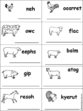 Unscramble farm animals