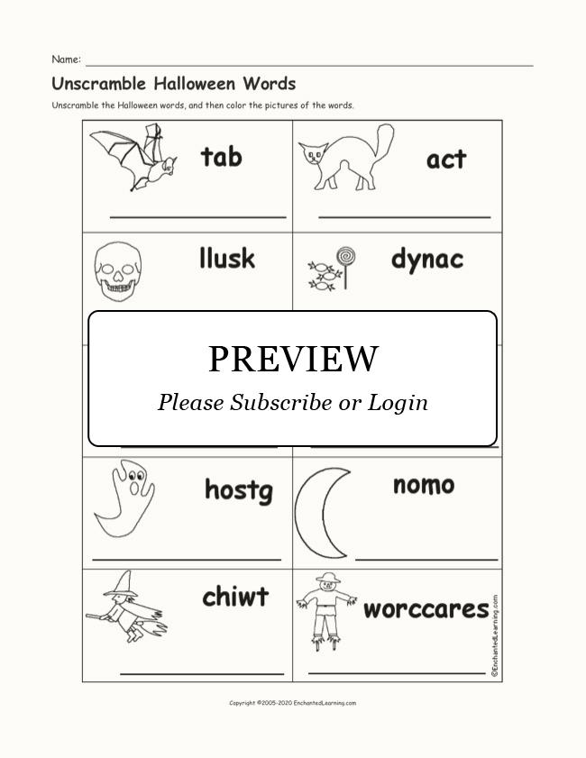 Unscramble Halloween Words Enchanted Learning