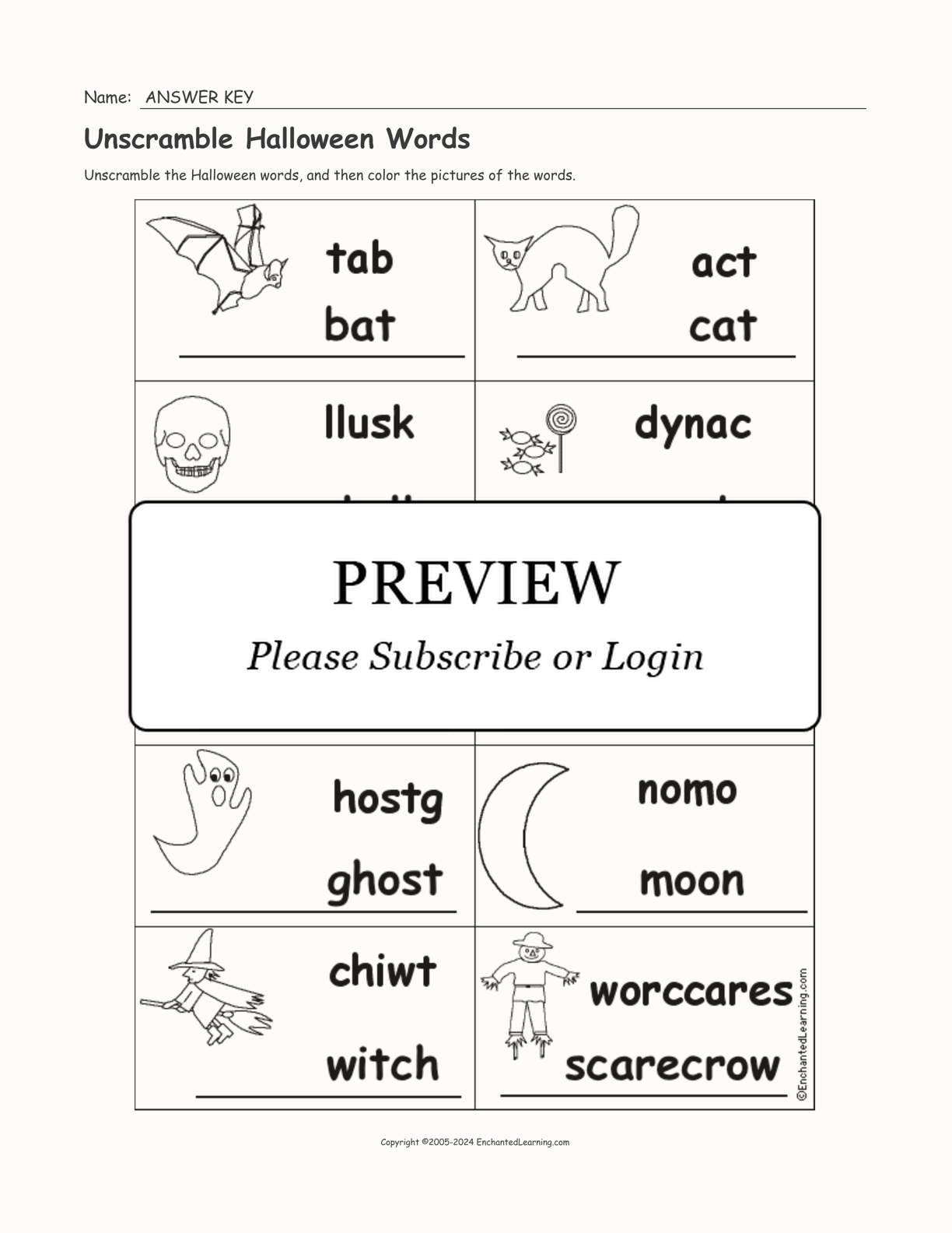 Unscramble Halloween Words interactive worksheet page 2