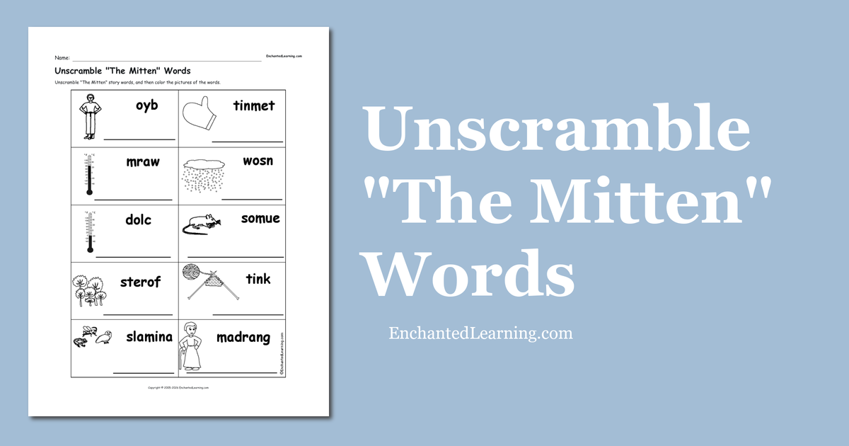 Unscramble The Mitten Words Enchanted Learning