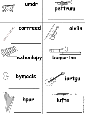 Unscramble Musical Instrument Words