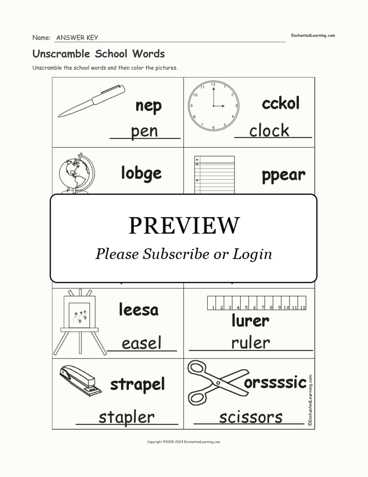 Unscramble School Words interactive worksheet page 2