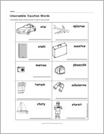 Search result: 'Unscramble Vacation Words'