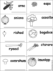 Unscramble Vegetables Words