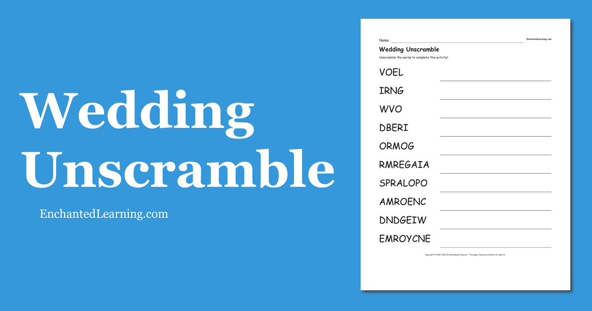 Wedding Unscramble - Enchanted Learning