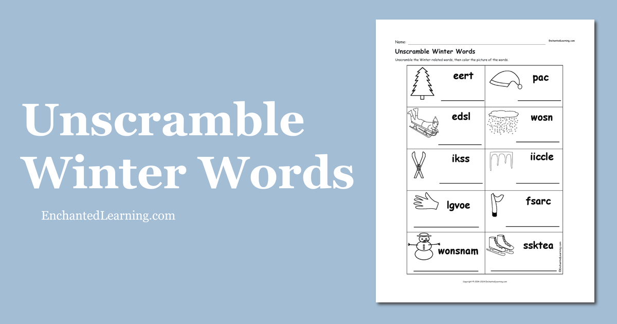 Unscramble Winter Words Enchanted Learning