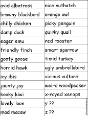 Adjective for Each Letter