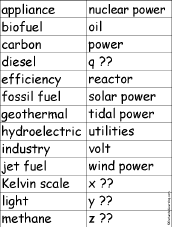 Find a word for each letter