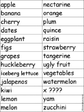 Food Word for Each Letter