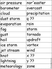 Find a word for each letter