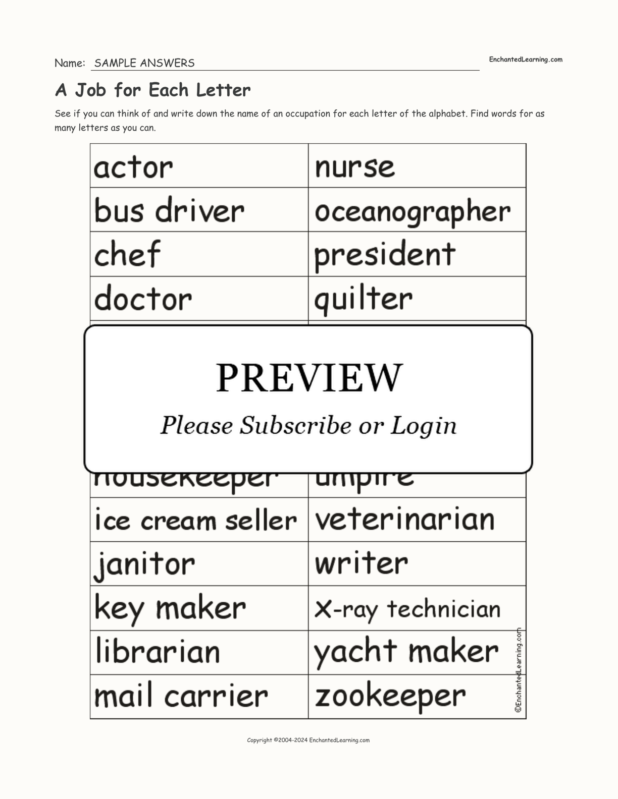 A Job for Each Letter interactive worksheet page 2