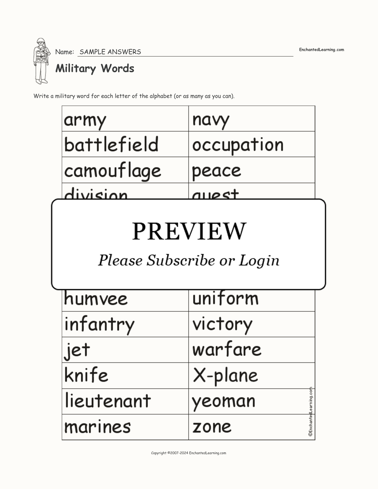 Military Words interactive worksheet page 2