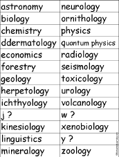 Find a word for each letter