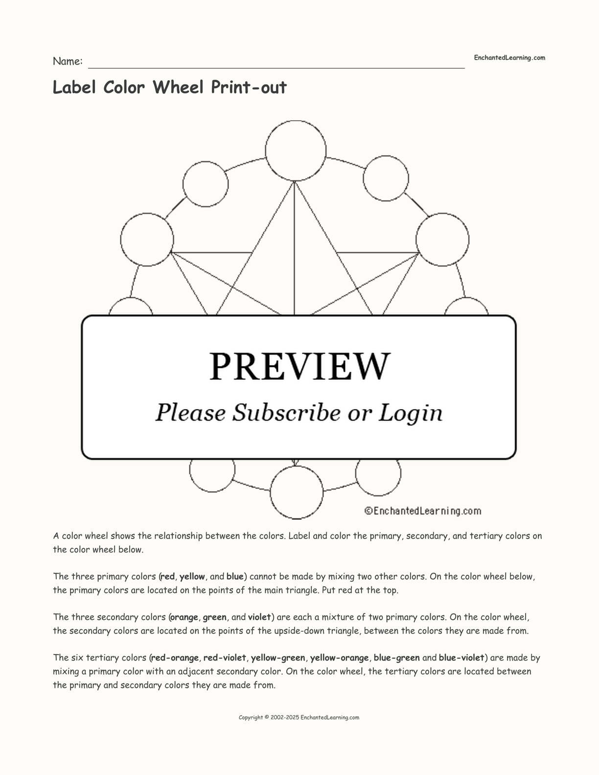 Label Color Wheel Print-out interactive worksheet page 1