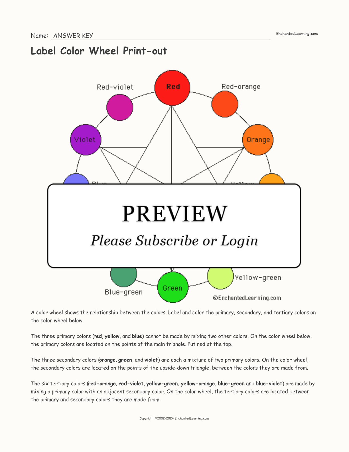 Label Color Wheel Print-out interactive worksheet page 2