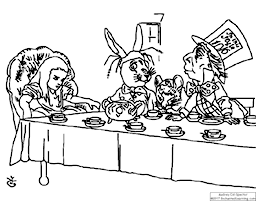Search result: 'Mad Tea Party Coloring Page (Alice in Wonderland)'