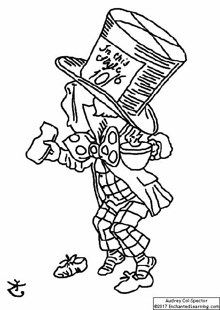 The Mad Hatter Arrives at Court to Testify (Coloring Page) - Enchanted ...