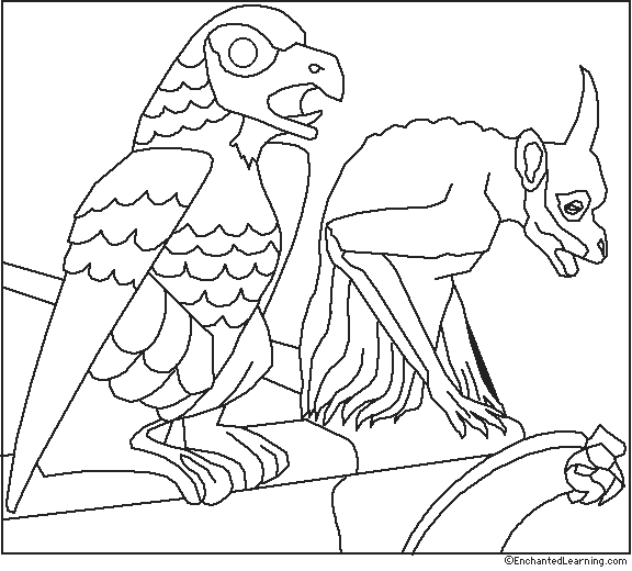 Search result: 'Notre Dame Gargoyles Coloring Page'