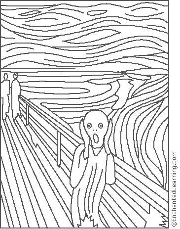 Search result: 'Edvard Munch: The Scream Coloring Page'