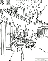 Search result: 'Van Gogh "Caf&#233; Terrace at Night" Coloring Page'