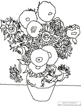 Search result: 'Van Gogh "Sunflowers" Coloring Page'