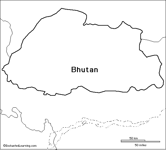 outline map of Bhutan